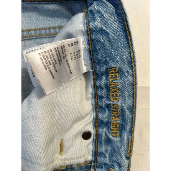 American eagle 31x32 relaxed straight jeans light denim distressed #54485 - Picture 6 of 9